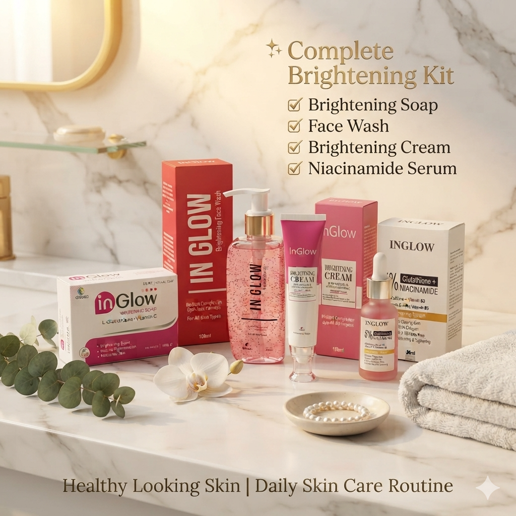 InGlow Complete Brightening Skincare Kit | Face Wash, Soap, Serum & Brightening Cream