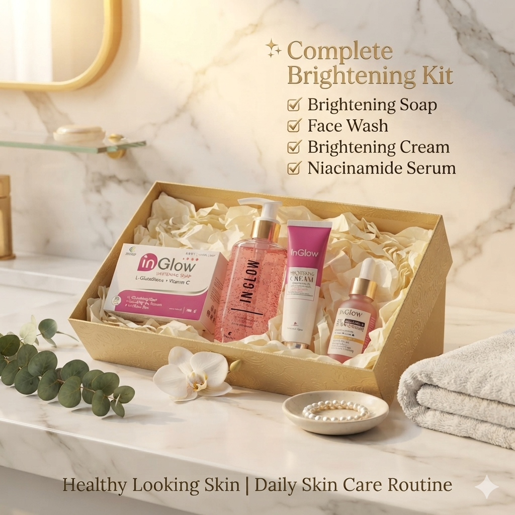InGlow Complete Brightening Skincare Kit | Face Wash, Soap, Serum & Brightening Cream