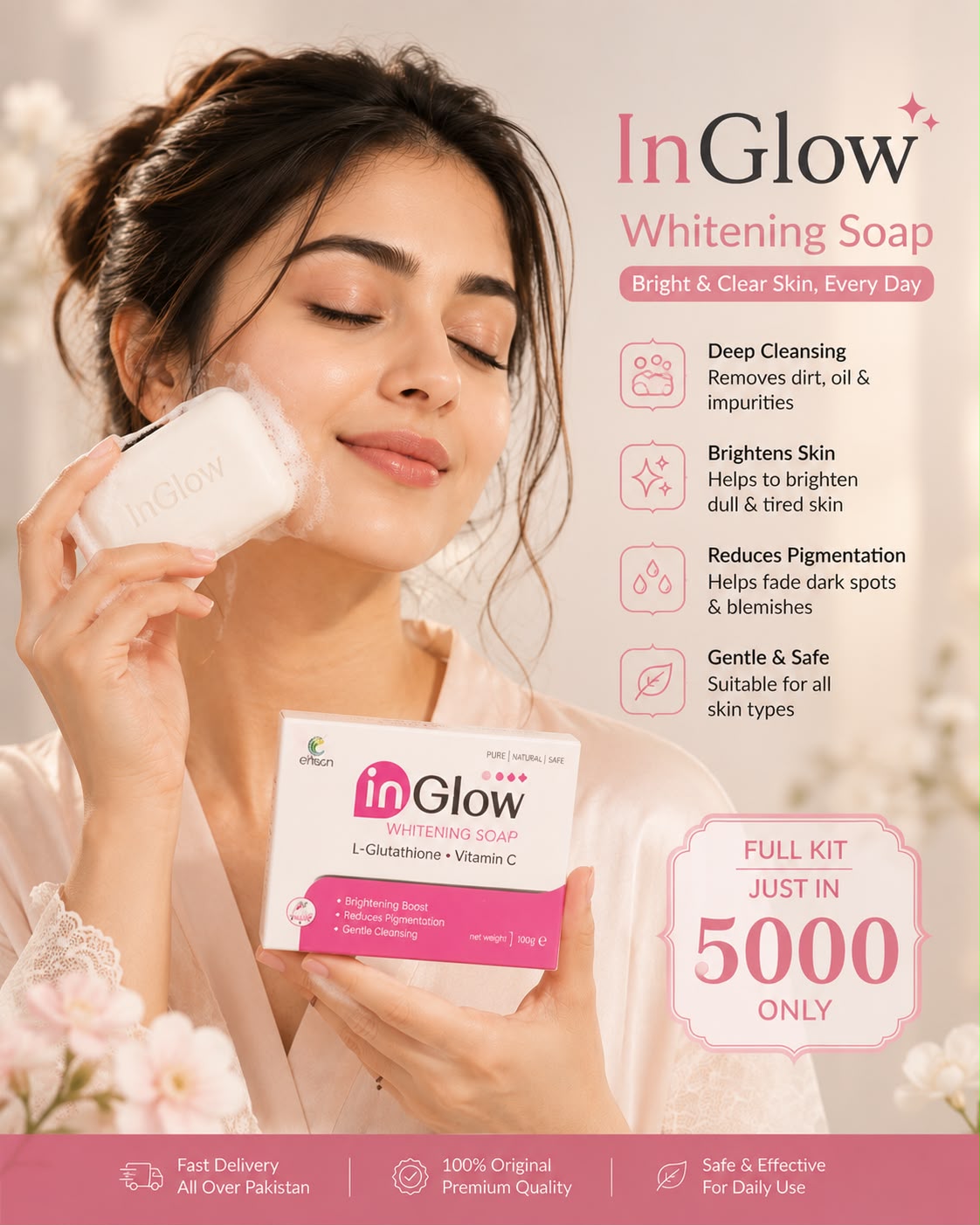 InGlow Complete Brightening Skincare Kit | Face Wash, Soap, Serum & Brightening Cream