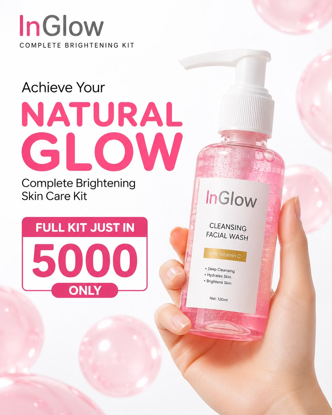 InGlow Complete Brightening Skincare Kit | Face Wash, Soap, Serum & Brightening Cream
